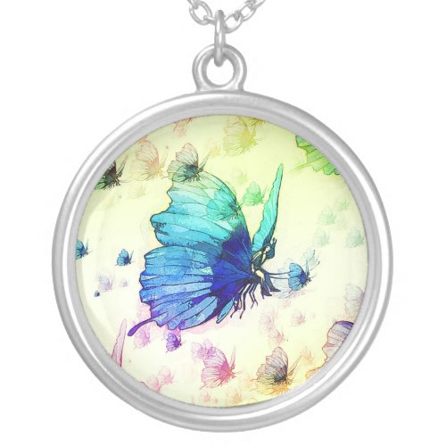 Watercolor Butterflies Necklace