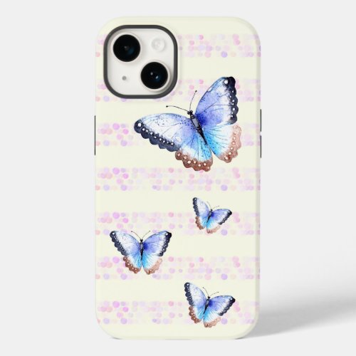 Watercolor Butterflies on Bokeh Light Stripes Case