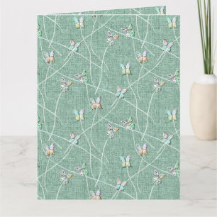 Watercolor Butterflies on Mint Green Card