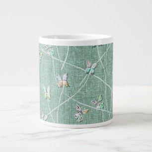 Watercolor Butterflies on Mint Green Giant Coffee Mug