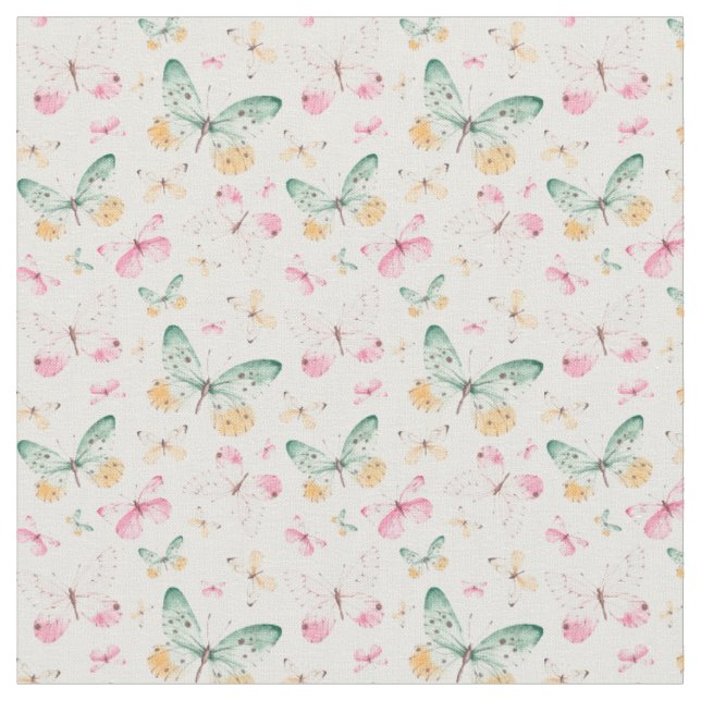 Watercolor Butterflies Pattern Fabric (Close Up)