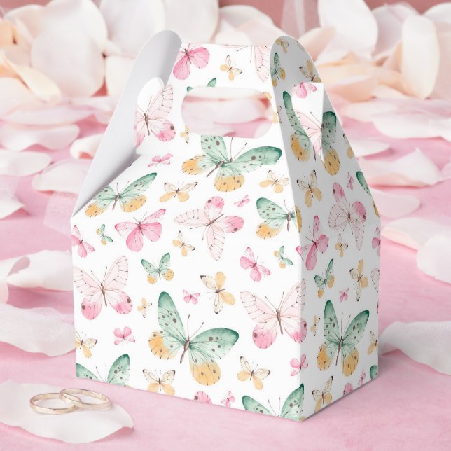 Watercolor Butterflies Pattern Favor Boxes (Wedding)