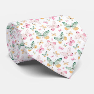 Watercolor Butterflies Pattern Neck Tie