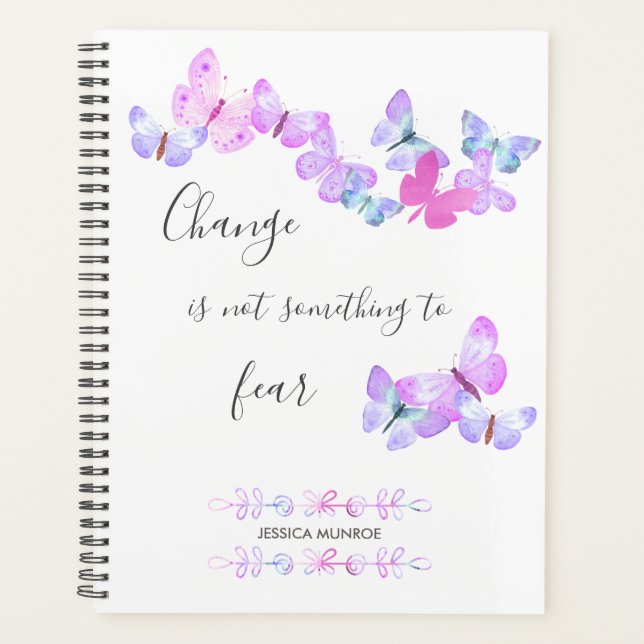 Watercolor Butterflies Personalized Planner (Front)