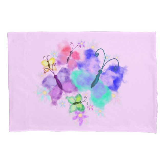 Watercolor Butterflies Pillow Case (Front)