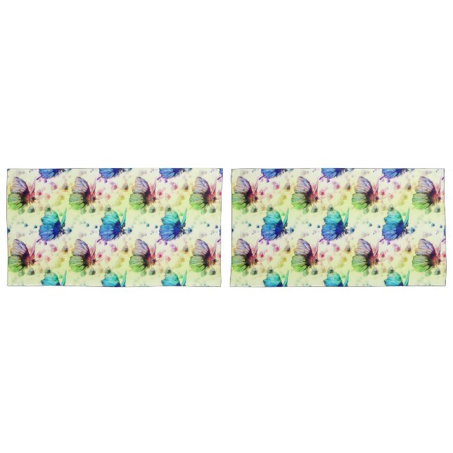 Watercolor Butterflies Pillowcases (Front-Set)