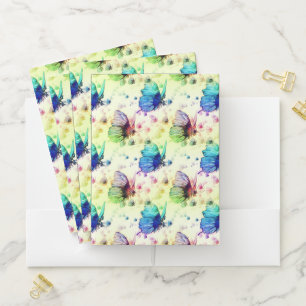 Watercolor Butterflies Pocket Folders