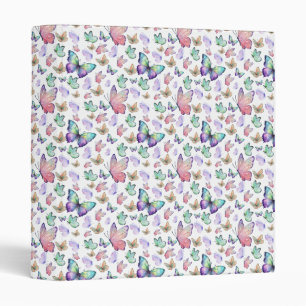 Watercolor Butterflies Seamless Pattern 3 Ring Binder