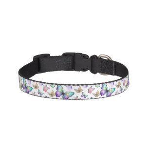 Watercolor Butterflies Seamless Pattern Pet Collar