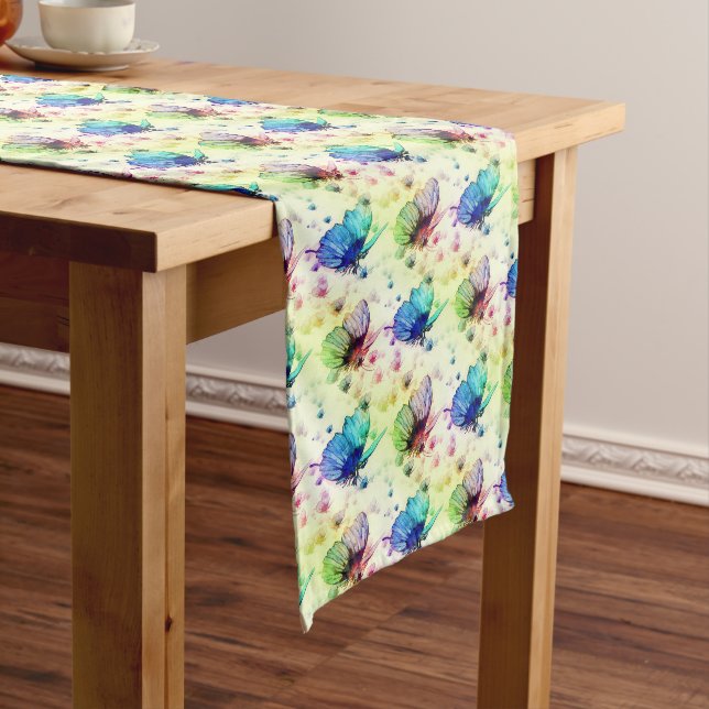 Watercolor Butterflies Table Runner (In Situ)