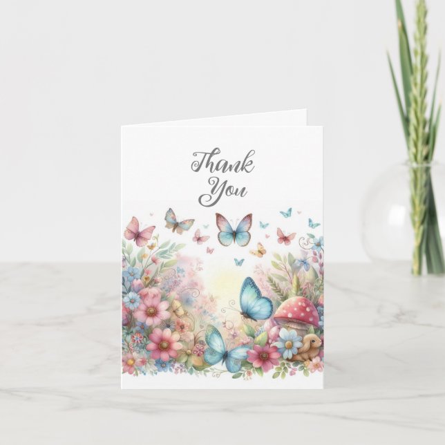 Watercolor Butterflies Thank You Card (Front)