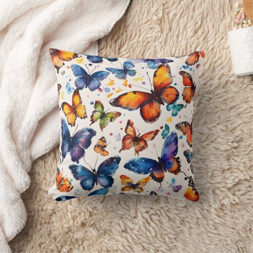 Watercolor Butterflies  Throw Pillow