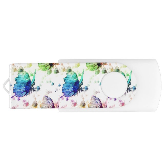 Watercolor Butterflies Thumb Drive (Back)