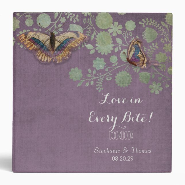 Watercolor Butterflies w Modern Floral Pattern Binder (Front)