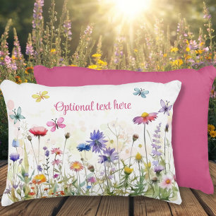 Watercolor Butterflies wildflower custom text  Accent Pillow