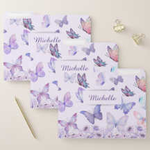 Watercolor Butterflies Wildflowers Garden Lilac 