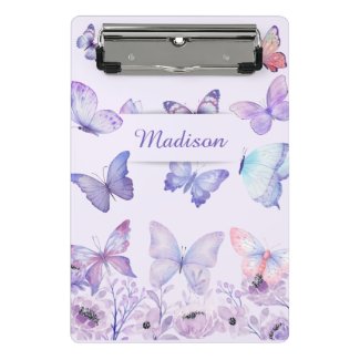 Watercolor Butterflies Wildflowers Garden Lilac