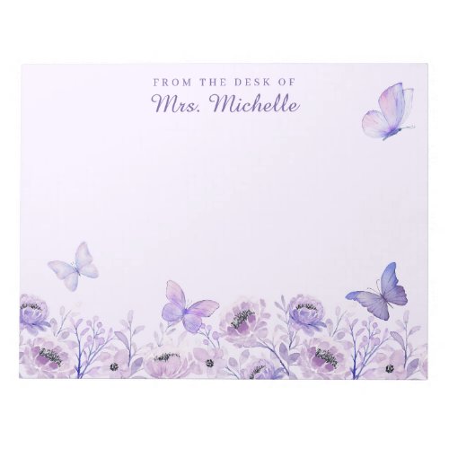 Watercolor Butterflies Wildflowers Garden Lilac  Notepad