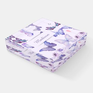 Watercolor Butterflies Wildflowers Garden Lilac