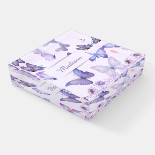 Watercolor Butterflies Wildflowers Garden Lilac Paperweight