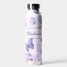 Watercolor Butterflies Wildflowers Garden Lilac