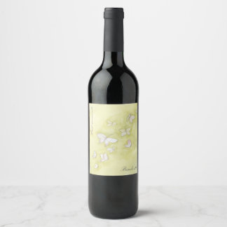 Watercolor Butterflies Wine Label