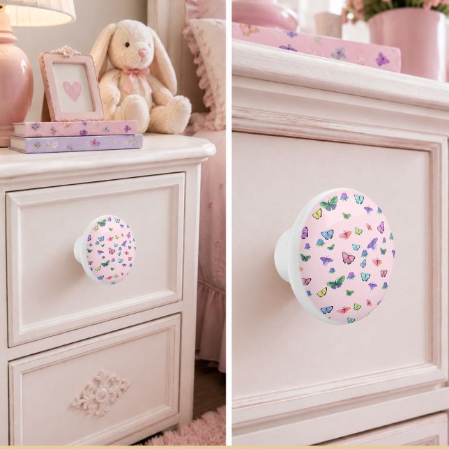 Watercolor Butterflies With Hydrangeas Ceramic Knob (Creator Uploaded)