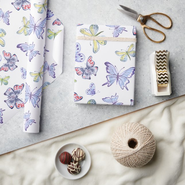 Watercolor Butterflies Wrapping Paper (Crafts)