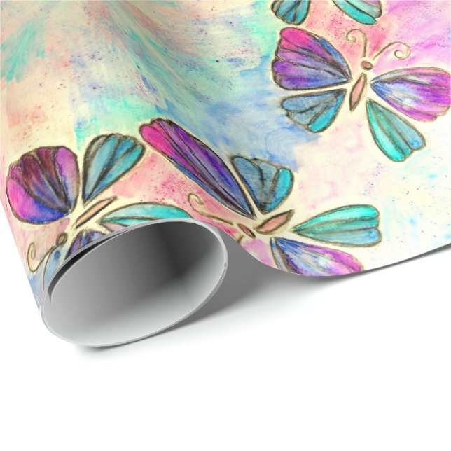 Watercolor Butterflies Wrapping Paper (Roll Corner)