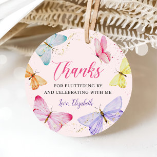 Watercolor Butterfly 1st Birthday Favor Tags