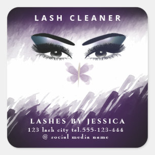 Watercolor butterfly alluring lash cleaner square sticker