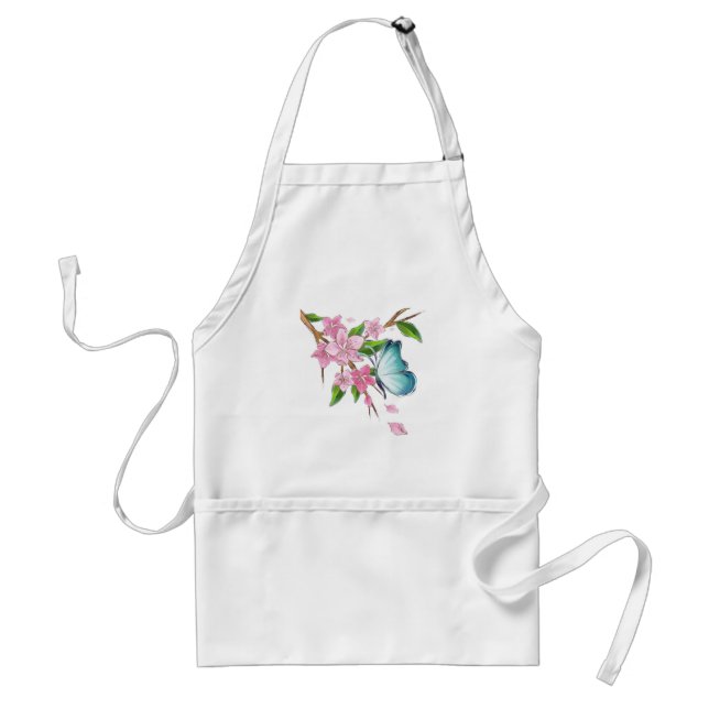 Watercolor Butterfly and Blossoms Adult Apron (Front)