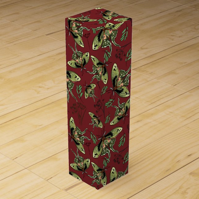 Watercolor butterfly and lavender flower Yoga Mat Wine Box (Front)