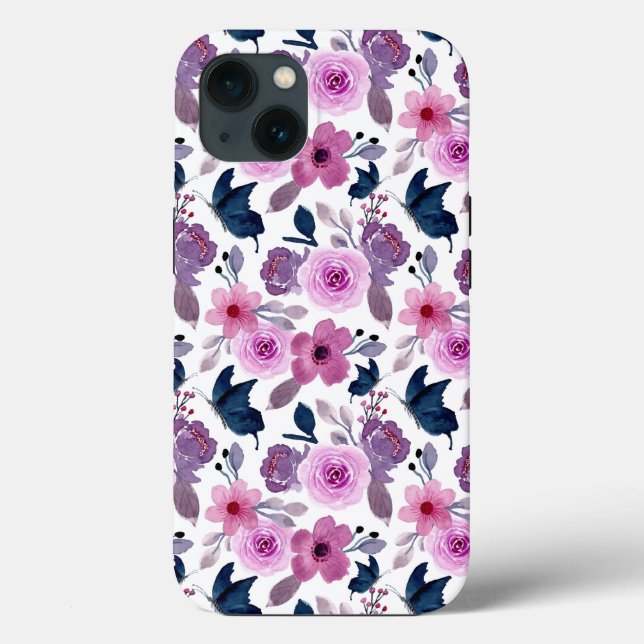 Watercolor butterfly and pink flowers Case-Mate iPhone case (Back)