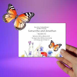 Watercolor Butterfly and Wildflowers Rehearsal Invitation