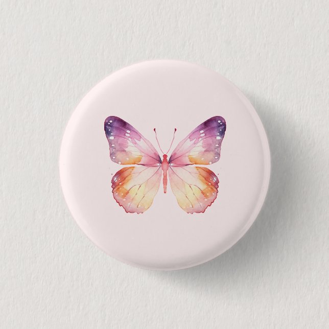 Watercolor Butterfly Art Button (Front)