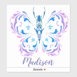 Watercolor Butterfly Art Custom Name Sticker