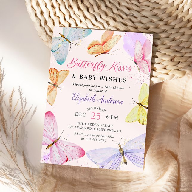 Watercolor Butterfly Baby Girl Baby Shower  Invitation (Creator Uploaded)