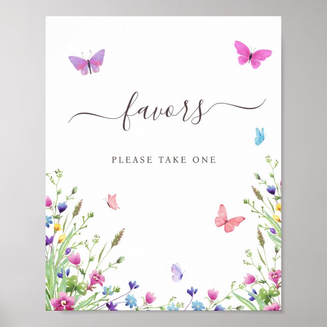 Watercolor Butterfly Baby Shower Favor Sign (Front)