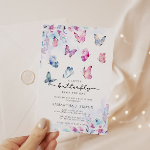 Watercolor Butterfly Baby Shower Invitation