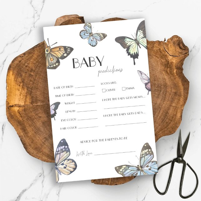 Watercolor Butterfly Baby Shower Predictions Game (Creator Uploaded)