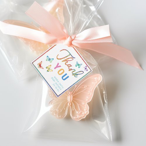 Watercolor Butterfly Baby Shower Thank You Favor Tags