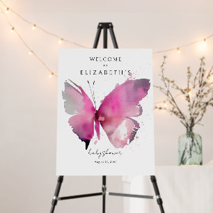 Watercolor Butterfly Baby Shower Welcome Sign