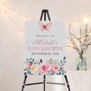 Watercolor butterfly Baby Shower Welcome Sign