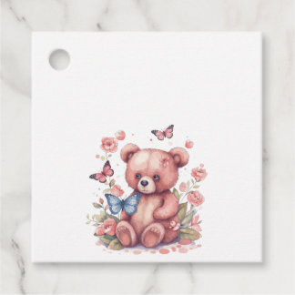 Watercolor Butterfly Bear Favor Tags