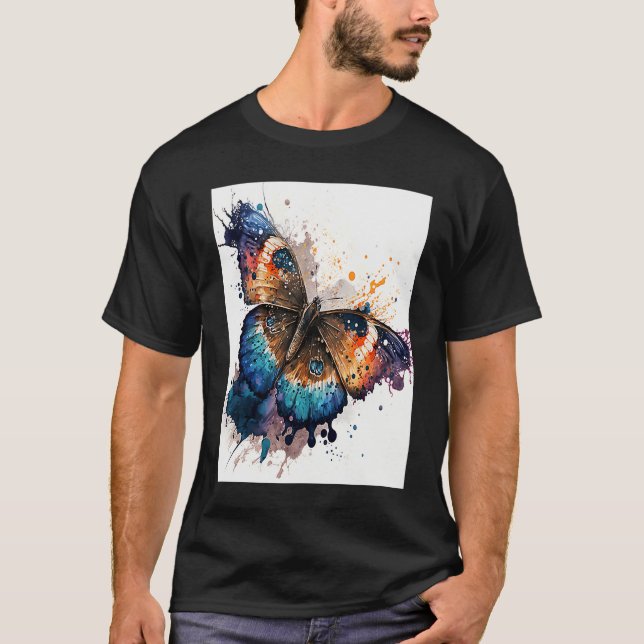 Watercolor Butterfly Beautiful Colorful T-Shirt (Front)