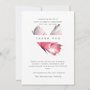 Watercolor Butterfly Bereavement Funeral Thank You Card
