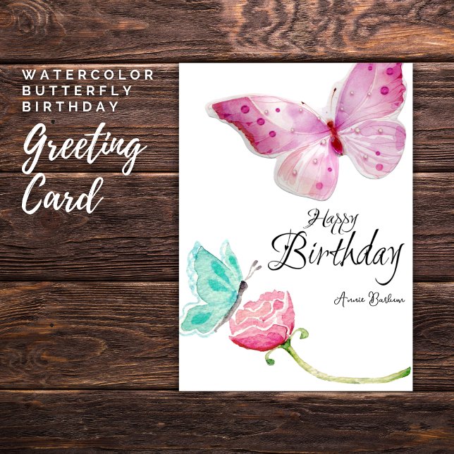 Watercolor Butterfly Birthday Card (Watercolor Butterfly Birthday)