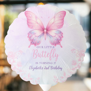 Watercolor Butterfly Birthday Girl Party Balloon