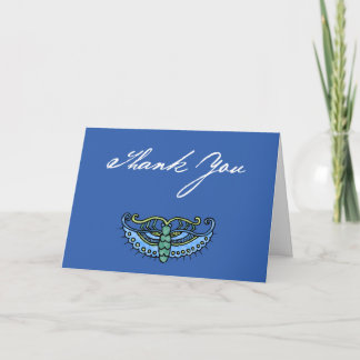 Watercolor Butterfly (blue/script on blue) Thank You Card